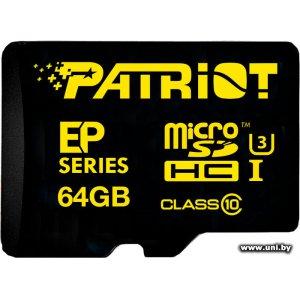 Купить Patriot micro SDXC 64GB (PEF64GEMCSXC10) в Минске, доставка по Беларуси