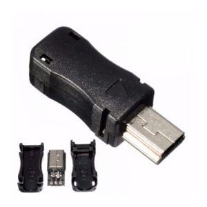 Connector Mini USB Male, DIY, Black Plastic Cover