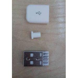 Type A Male USB 4p Plug Socket-White Plastic Cover