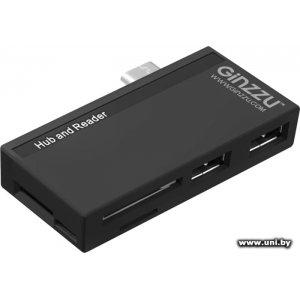 Купить Ginzzu GR-562UB TYPE C SD/microSD USB3.0/2.0 HUB в Минске, доставка по Беларуси