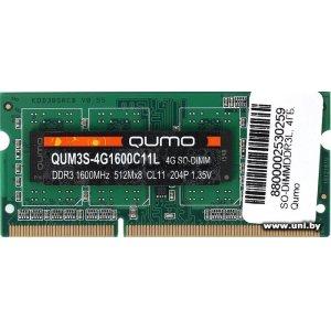 Купить SO-DIMM 4G DDR3-1600 QUMO (QUM3S-4G1600C11L) в Минске, доставка по Беларуси