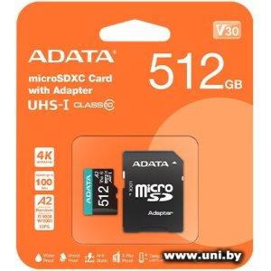 Купить ADATA micro SDXC 512Gb [AUSDX512GUICL10A1-RA1] в Минске, доставка по Беларуси