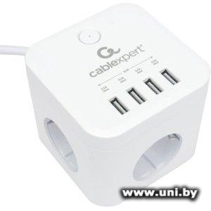Фильтр сетевой Cablexpert CUBE-3-U4-W-1.5 1.5m White 3 роз