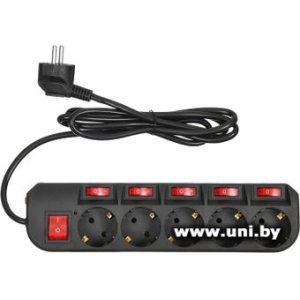 Фильтр сетевой Buro 500SH-1.8-SW-B Black 1.8m 5 роз