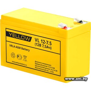 Купить YELLOW VL 12-7.5 (12V, 7.5Ah, 2.15кг, 151х65х94(98)мм) в Минске, доставка по Беларуси