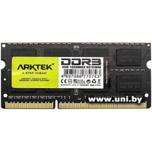Купить SO-DIMM 4G DDR3-1600 ARKTEK (AKD3S4N1600) в Минске, доставка по Беларуси