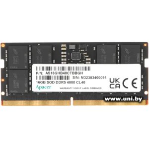 Купить SO-DIMM 16G DDR5-4800 Apacer (AS16GHB48CTBBGH) в Минске, доставка по Беларуси
