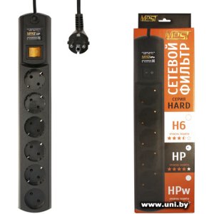 Купить Фильтр сетевой Most HP 5m Black 6 роз в Минске, доставка по Беларуси