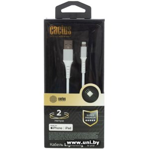 Купить CACTUS (CS-LG.USB.A-2) Lightning White 2m в Минске, доставка по Беларуси