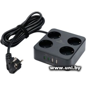 Фильтр сетевой Cablexpert PLT-4-C2U2-B-3 3m Black 4 роз