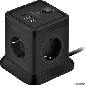 Фильтр сетевой Cablexpert TWR-4-CU2-B-2 2m Black 4 роз