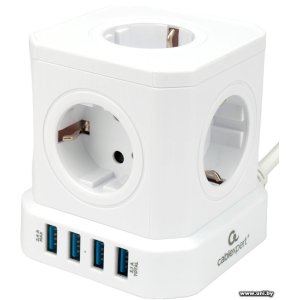 Фильтр сетевой Cablexpert TWR-5-U4-W-2 2m White 5 роз