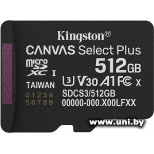 Купить Kingston micro SDXC 512Gb [SDCS3/512GBSP] в Минске, доставка по Беларуси