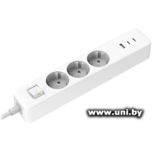 Фильтр сетевой Xiaomi Mi Power Strip 20W 2C1A XMCXB01EU (BHR07UKEU) 1.4m White 3 роз
