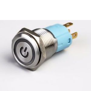 Купить 16mm Push Button waterproof LED Blue metal в Минске, доставка по Беларуси
