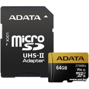 Купить ADATA micro SDXC 64Gb [AUSDX64GUII3CL10-CA1] в Минске, доставка по Беларуси